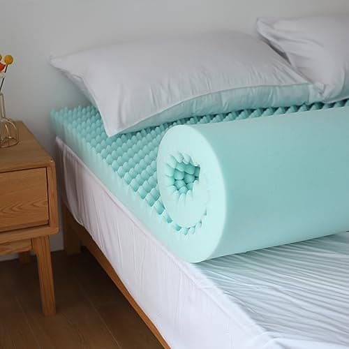 Simple&Opulence 3 Inch Egg Crate Memory Foam Mattress Topper, Cooling Gel Mattress Pad, Convoluted Foam for Promote Airflow and Relieve Pressure Points, CertiPUR-US Certified - Twin Size