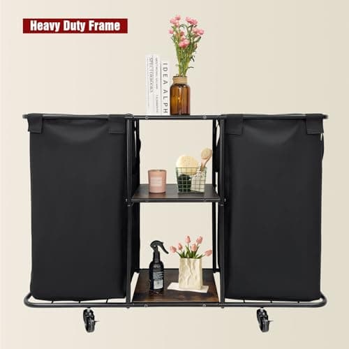 3-Section Laundry Sorter 168L, Rolling Laundry Cart with Wheels, Heavy Duty Laundry Hamper with Large Capacity and Removable Bags, for Narrow Space Laundry Room, Bedroom, Bathroom 5