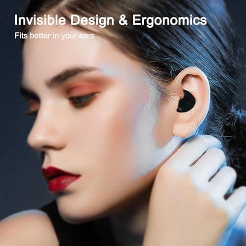 Rehoria Invisible Sleep Wireless Earphone, Sleeping Earbuds for Side Sleepers Built-in Mic, Earbuds for Sleeping with Type-C Fast Charging Case (Black) 8