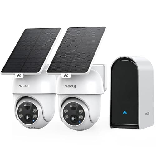 ANSQUE Security Cameras Wireless Outdoor Home System, 2 Camera Kit, No Subscription Fees, Solar Powered, Local Storage, 365-Day Battery Life, 360°PTZ Surveillance, Auto Tracking, 2K Color Night Vision