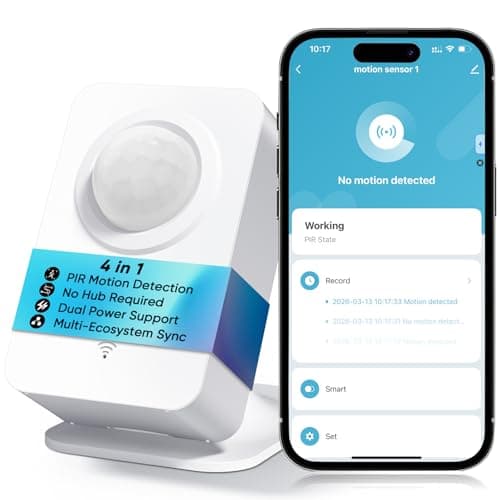 WiFi Motion Sensor, Smart PIR Motion Detector with Real-Time App Alerts, 128° Wide Angle & 8m Range, No Hub Required, Works with Smart Life/Tuya, Battery or USB Powered for Home Security Automation