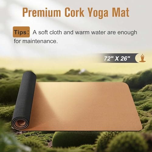 Umineux Premium Cork Yoga Exercise Mats 6mm 1/4 x 72 x 26 in, Cork and TPE Non Slip Yoga Mats for Women Men, Sweat proof, Sustainable, Great for Hot Yoga & Workout 5