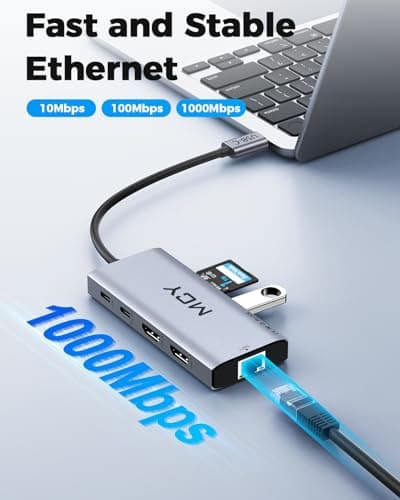 MCY USB C Hub,Laptop Docking Station Dual Monitor Single 8K,2x4K@60Hz,10in1 Type-C Multiport Adapter with PD100W,Card Reader,Extender,Splitter,Ethernet Dock for MacBook Ipad Pro/Dell/HP/Surface etc. 7