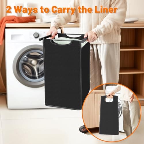 Sonharlar Laundry Hamper, Laundry Sorter with 3 Pull-Out Removable Oxford Fabric Bags Cloth Laundry Basket 3 x 10 Gallons (Black and Rustic Brown) 7