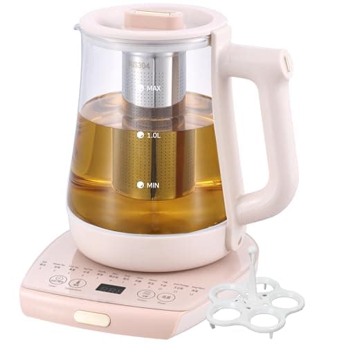 cglightwsparkle Health Pot Electric Kettle with Infuser,Smart Fruit Hot Tea Maker, Temperature Control and Tea Keep Warm, 12 Functional Procedures, 1.8 Liters of Capacity(pink)