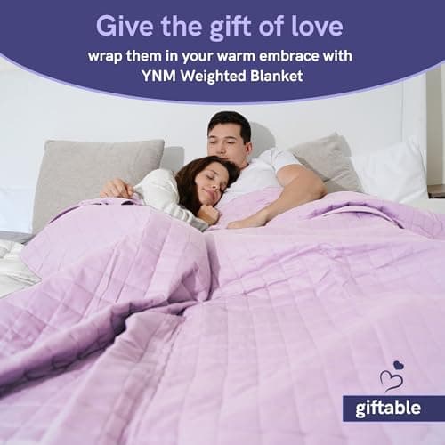 YnM Exclusive Weighted Blanket, Organic Long Stapled Cotton with Glass Beads, Bed Blanket for One Person of 190lbs, Ideal for Queen/King Bed (60x80 Inches, 20 Pounds, Lavender) 7