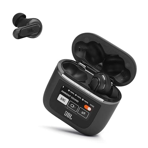 JBL Tour Pro 2 - True Wireless Noise Cancelling Earbuds with Smart Charging Case, 6-mic Perfect Calls with Voice Control, Up to 40hrs of Playtime, Immersive JBL Spatial Sound (Black)