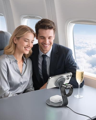 HERRBOLPRO 3 in 1 Charging Station for Apple Compatible with Magsafe Charger Stand for iPhone 17 16 15 14 13 12 Wireless Charging Station for AirPods Wireless Charger for iWatch Series 7