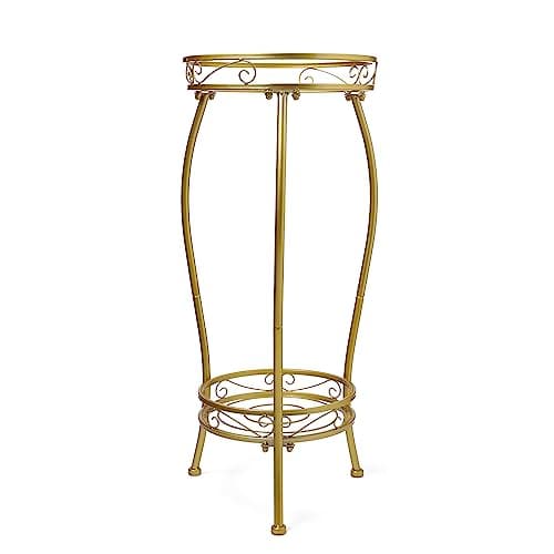 Kavlium Plant Stand Indoor Outdoor，Tall golden Metal Rustproof Stable Plant Stands，2 Tier 27.1 inch Multiple Plant Rack Potted Holder Rack Flower Pot Stand Heavy Duty Plant Shelf