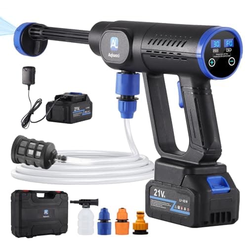 Cordless Pressure Washer,1450 PSI Brushless Portable Power Washer with LCD Display & Pressure Adjustable,2×21V Rechargeable Batteries 6-in-1 Nozzle for Car,Patio,RV,Fence & Yard Cleaning