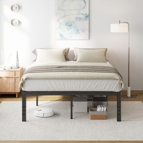 COMASACH Queen Bed Frame Heavy Duty,18" Black Metal Platform Bed Frame,Sturdy Steel Frames,No Box Spring Needed,Noise-Free,Easy Assembly 8