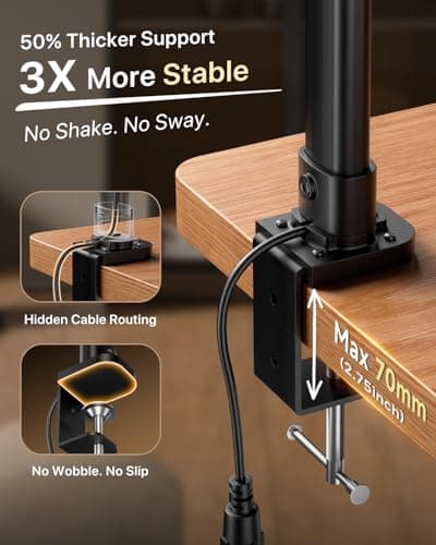 ONEMIX 42" LED Desk Lamp with Clamp, Architect Desk Light with Remote, Adjustable 4-Segment Bar, 1800LM Bright, Eye-Caring Desk Lamp for Home Office, Reading, Study, Dual Monitors, Workbench (Black) 9