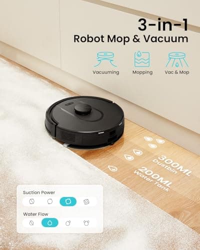 Vexilar Robot Vacuum and Mop with Self-Emptying, 5000Pa Robotic Vacuum with LiDAR Navigation, 60-Day Hands-Free Cleaning, 180 Mins Runtime, Home Mapping,No-Go Zones,Ideal for Pet Hair,Carpet (Large) 7