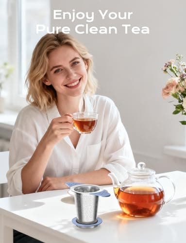 CTIANWXY Tea Infuser for Loose Leaf Tea,Stainless Steel Tea Infuser with Heat Proof Silicone Handles,Extra Fine Mesh Tea Strainers Filter Fine Tea Leaves Effectively,Fits TeaPots/Mugs 6