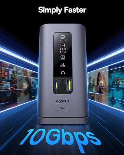 Baseus SpaceMate(MAC) Docking Station, USB C Docking Station 3 Monitors with 4K HDMI, 10Gbps USB Ports, 100W PD, Gigabit Ethernet, Audio, Laptop Docking Station for Mac & Win 6