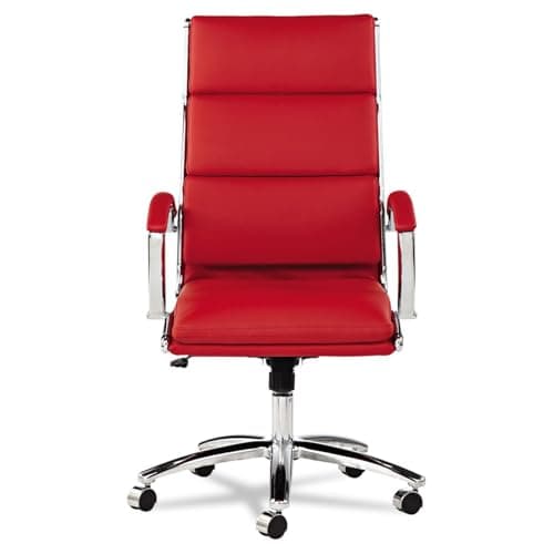 Alera, Red Neratoli Series HighBack Swivel/Tilt Chair, Soft Leather, Chrome Frame, High-Back 6