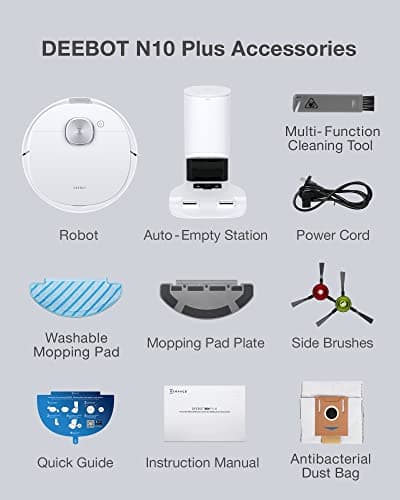 ECOVACS DEEBOT N10 Plus Robot Vacuum and Mop Combo with Auto-Empty Station, Hands-Free Cleaning for 60 Days, 3800Pa Suction, 330mins Max Run-time, Precision Mapping with Lidar & dToF Sensors, White 8