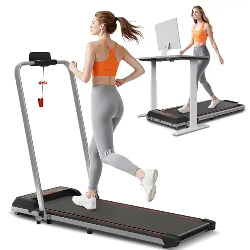 Jackfield Walking Pad with Handle Bar, 2.5HP Walking Pad Treadmills for Home, Portable Under Desk Treadmill with 8% Incline, 3 in 1 Compact Walking Pads with LED Display, 265 Lbs Capacity