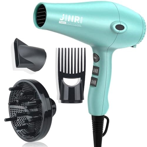 Ionic Hair Dryer 1875w,Fast Dry Low Noise Professional Salon Blow Dryer, Pro Ion Hairdryer with Diffuser/Concentrator for Curly,Straight (Mint Green)