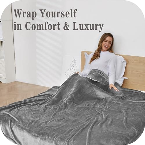 Heated Electric Blanket Full Size 72" x 84" Soft Warm Flannel Heated Blanket with 4 Fast Heating Levels & 10 Hours Timer Auto Shutt Off, Heating Warm Blanket for Full Body, Home Office Use - Gray 6