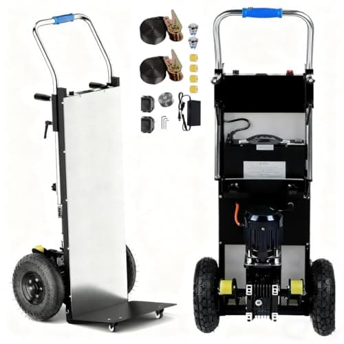 Electric Stair Climbing Dolly, 1200w Electric Hand Trucks Foldable, Large Capacity Stair Climbing Hand Trucks Dolly Cart with 4m Safety Rope, for Mobile Furniture Logistics Warehouse (900 lbs)