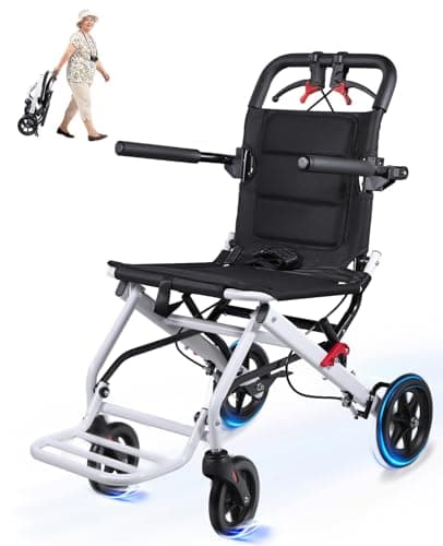 Wheelchairs for Adults Lightweight Foldable – Ultra Lightweight Transport Wheelchair, Portable Folding Transfer Chair for Seniors, Adolescents and Children, Narrow Wheelchair for Tight Spaces & Travel