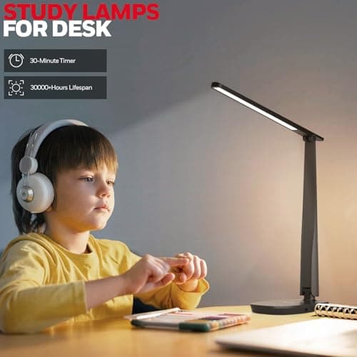 Honeywell LED Desk Lamp for Home Office, Eye-Caring Light with 4 Color Modes & Touch Control, USB A+C Charging Ports, Adjustable Rotating Head with Timer for Reading, Bedroom & Small Desks 6