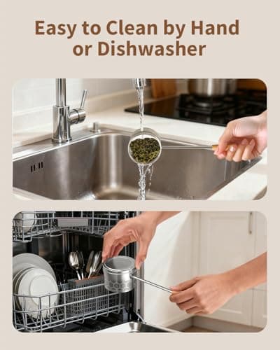 HOUSE AGAIN Tea Infuser for Loose Tea, 2-in-1 Tea Scoop Infuser Extra Fine Mesh Tea Strainers for Loose Tea, 304 Stainless Steel Loose Leaf Steeper, Ball Filter with Handle for Spices, L 8