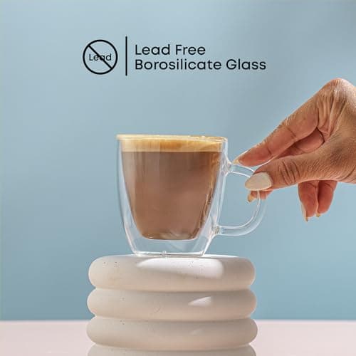 JoyJolt Savor Double Wall Insulated Glasses Espresso Mugs (Set of 2) - 5.4-Ounces 5