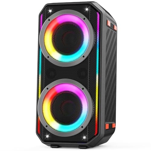 TAMPROAD Bluetooth Speaker, 300W Peak Power Wireless Boombox Speakers with Deep Bass, Portable Loud Stereo Sound Large Subwoofer with Led Light Show for Party Outdoor Camping