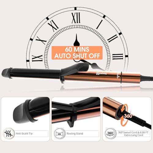 Nicebay Curling Iron, 1 Inch Hair Curler with Ceramic Coating, Professional Curling Wand, Fast Heating up to 430°F, Temperature LED Display 5