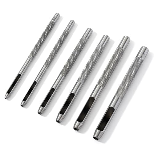 UNCO- Hollow Leather Hole Punch Set, 6 pcs, Steel, Leather Hole Punch Tool, Leather Punch Tool, Hole Punch for Leather Punch Set, Hollow Punch Set, Gasket Hole Punch Set, Hollow Hole Punch Set 8