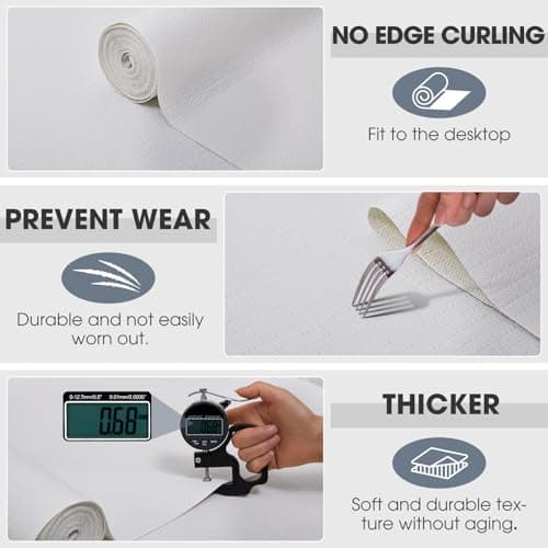 ALIUNI Drawer and Shelf Liner, Non-Slip Kitchen Cabinet Liners Non-Adhesive Thick Strong Grip Waterproof Washable Mats Protect Dresser Shelves Cupboard Bathroom Cabinets, White, 12 in X 10 FT 6