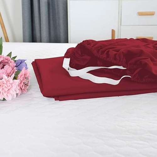 Elegant Comfort 1500 Premium Hotel Quality 18-21 Inches Deep - Extra Deep Pocket Single Fitted Sheet for High Mattress, Luxury and Softest, Smart Pocket - Wrinkle Free, California King, Burgundy 5