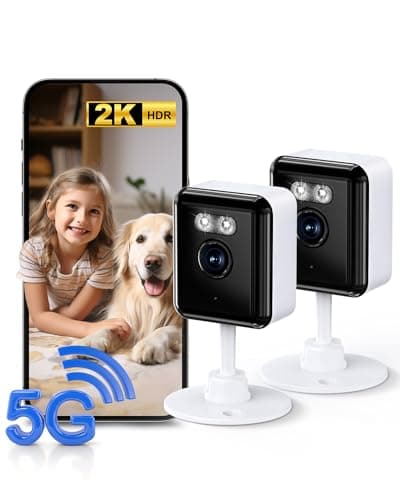 Gianteye 2K Security Camera Indoor, 2.4/5GHz WiFi Indoor Camera for Pet & Baby with US App, AI Event Detection, Smart Search, Color Night Vision, 2-Way Talk, Human Detection, 2-Pack