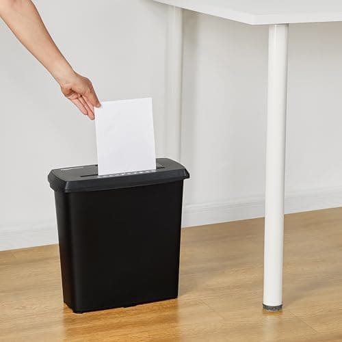 Amazon Basics 8-Sheet Strip Cut Paper Shredder for Home and Office, CD/Credit Card Shredder, 3.4 Gallon Bin, Black 8
