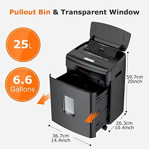 Bonsaii Office Paper Shredder, 110-Sheet Autofeed Heavy Duty Paper Shredder, 30 Minutes Micro Cut Home Office Shredders with 4 Casters, P-4 Security Level&6.1 Gallon Large Bin (C233-B) 5