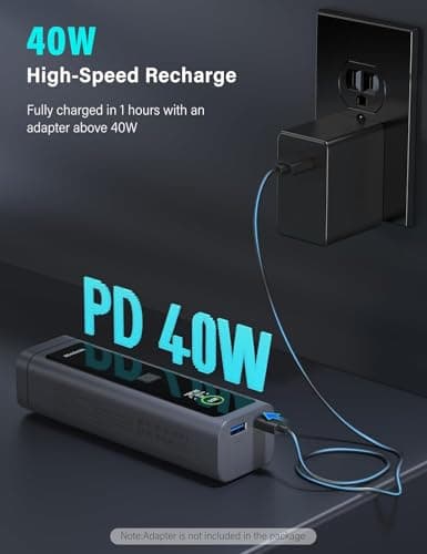 YKPOWER Portable Charger, 100W 10000mAh Power Bank Dual Travel Essentials Battery Pack Fast Charging Laptop with 2 USB Port, Smart TFT Display, LED Light & SOS, for iPhone/Galaxy/iPad/MacBook 7