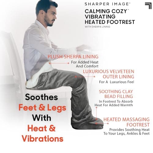 Calming Cozy by Sharper Image | Sherpa Wrap with Electric Heating & Massaging Vibrations Foot Bed, Auto Shut-Off Feature, Gift for Holidays, Women & Men | 3 Heat, 3 Massage 6