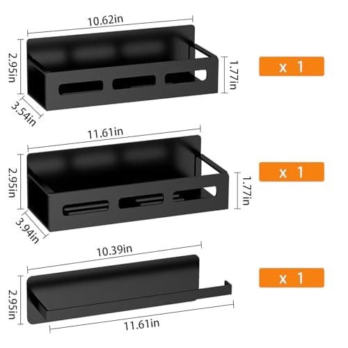 Mamajardin 3 Pack Magnetic Spice Rack Organizer for Refrigerator, Fridge Shelf for Kitchen Organizers and Storage, Metal Spice Racks with Magnetic Paper Towel Holder, Perfect Gifts, Black 6