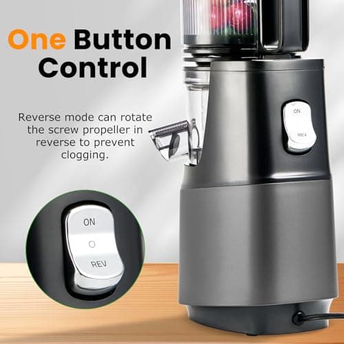 Cold Press Juicer,Slow Masticating Juicer Machines with 5.3" Large Feed Chute for Most Fruits and Vegetables,Easy to Clean Lemon Orange Juicer with 250W Motor and High Juice Yield,Deep Grey 6