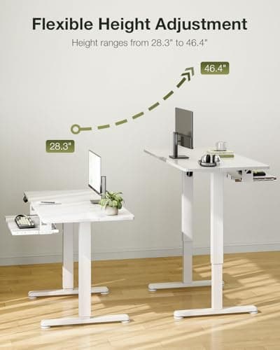 Casaottima Electric Standing Desk with Keyboard Tray, 40 Inch Height Adjustable Small Table, Sit Stand Table, Writing Computer Desk for Home, Office, Workstation, White 5