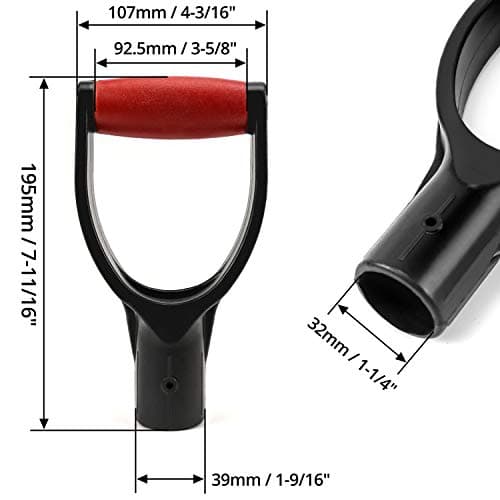 QWORK Plastic Spade Shovel with D Grip, 1-1/4" Polypropylene Shovel Handle for Digging and Raking 5