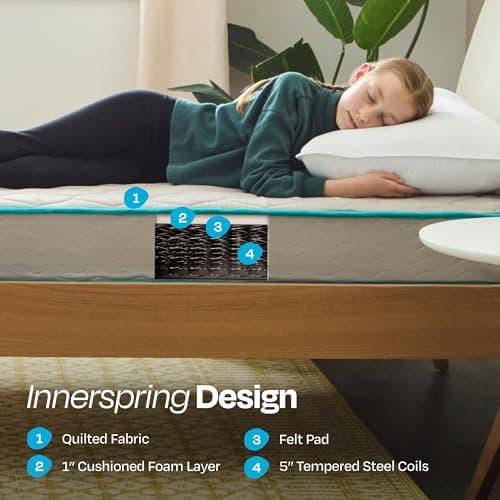 Linenspa 6 Inch Mattress - Firm Feel - Bonnell Spring with Foam Layer - Mattress in a Box - Youth or Kids Bed - Guest Bedroom - Durable and Breathable Support - Affordable - Twin Size 3