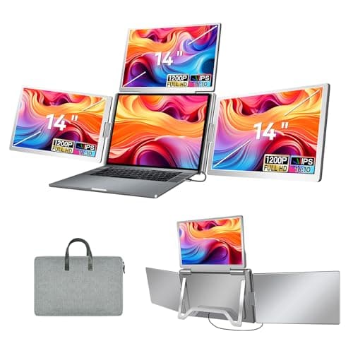 FQQ Laptop Screen Extender, FHD 1080P IPS Triple Screen Portable Monitor Extender 12–18.5 inch, Portable Laptop Extended Monitor Compatible with Windows and MacBook (Quad Monitor, 14" S780-C)