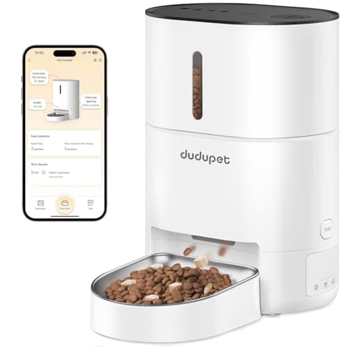 DUDUPET Automatic Cat Feeder WiFi - 4L Timed Automatic Cat Food Dispenser with App Control, 10 Meals 150 Portions Per Day, Blockage Sensor & 10S Voice Record Auto Pet Feeder for Cats & Dogs