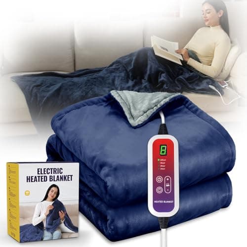 Electric Blanket Throw Soft Heated Throw, 40x70 inch Small Heated Lap Blanket with Auto Shut-Off for Office and Couch, 6 Heating Levels, Washable