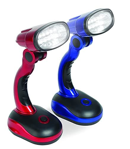 IdeaWorks Jobar International (Set/2) LED Desk Lamps with Pivoting Heads and Handled Necks, Large, Red Blue