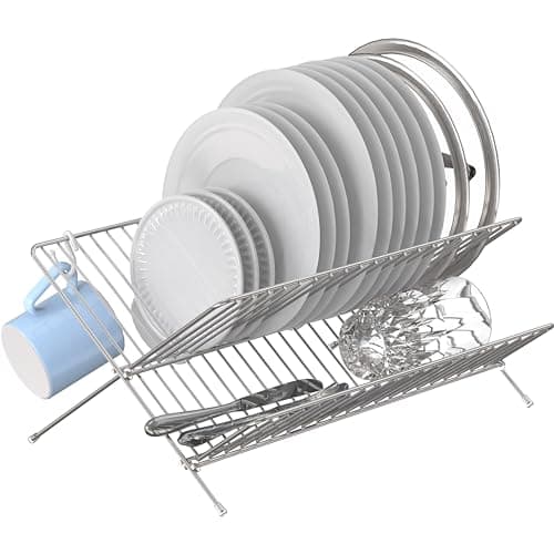 Simple Houseware Collapsible Dish Drying Rack, Chrome 8