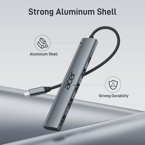 Acer 5 in 1 USB C Hub with 4K HDMI, 100W Power Delivery, 3 USB A Data Ports, USB C to HDMI Multiport Adapter for Laptop, PC, Tablet, MacBook Air, iPad Air, iMac, iPhone 15/16 Pro/Pro Max 6